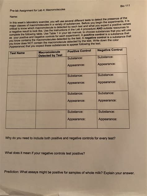 A Biology Laboratory Exercise Using Macromolecule Assays to .